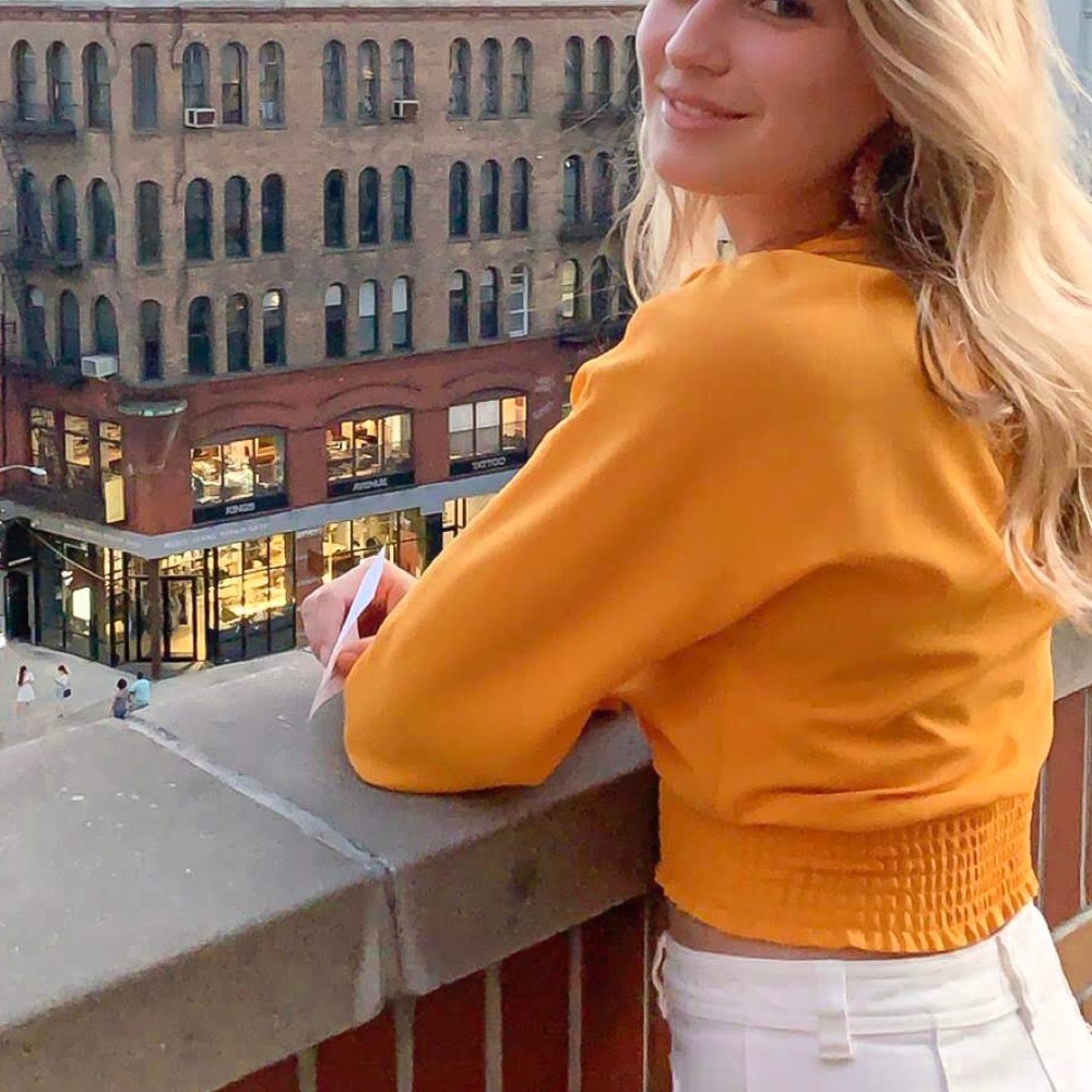 Orange v neck Blouse